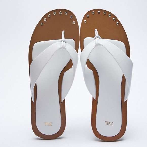 White Leather Sandals with stud detailing - Picture 5 of 7
